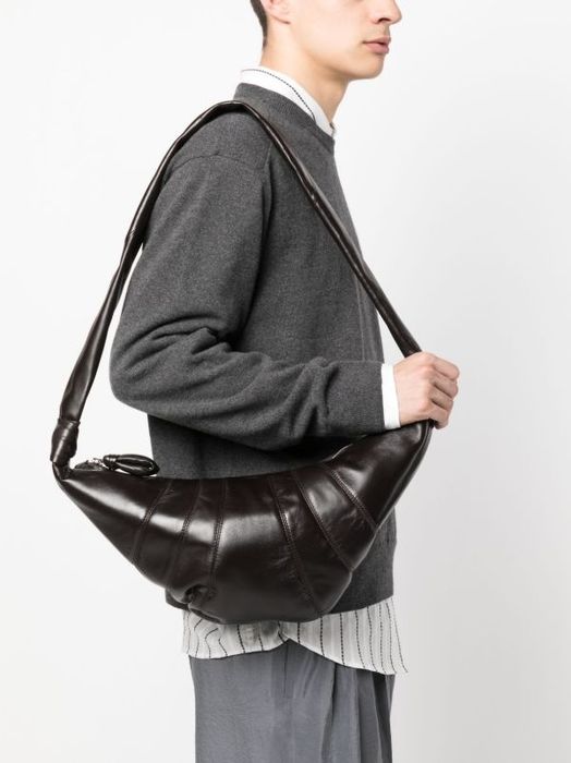 Кожаная сумка шоколад в стиле lameire Croissant Bag Dark Chocolate