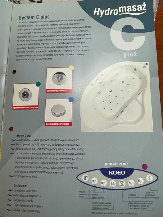 Wanna z hydromasażem firmy KOŁO narożna o wymiarach 150*150 cm