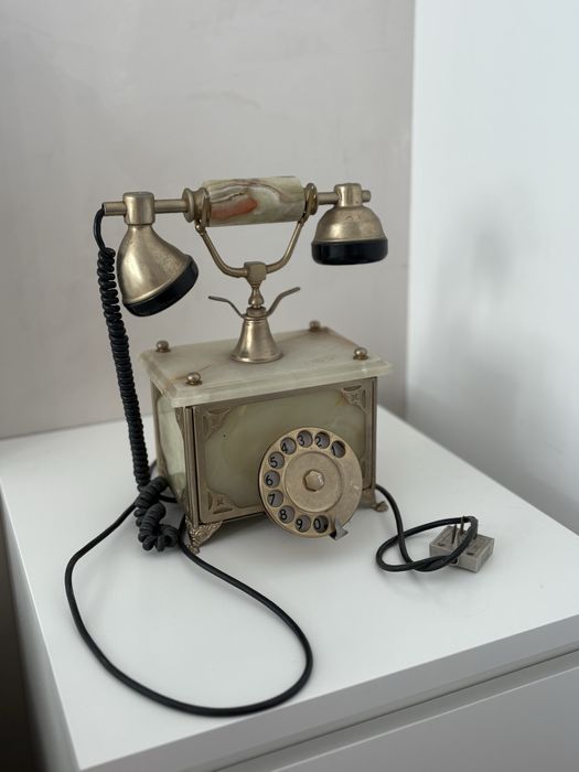 Vintage telefon włoski FATAP Italia onyks 24k gold plated retro