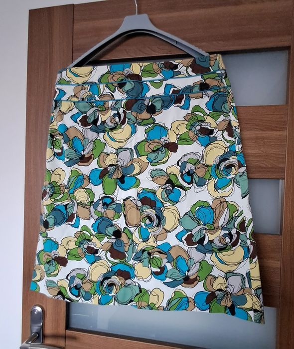 Spódnica  midi kolorowa w kwiaty Zara Basic L40 98% bawełna