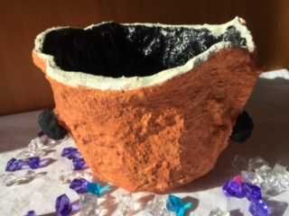 Vasos decorativos de cimento e tecido