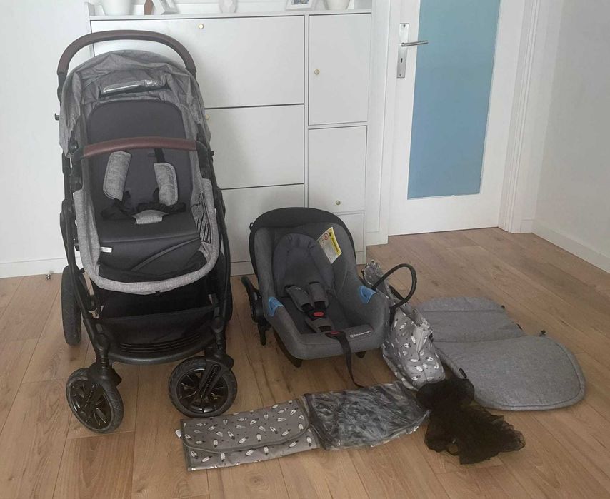 Carrinho de bebé KINDERCRAFT 3 em 1 (cinzento)