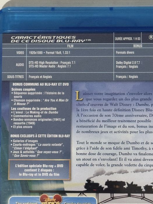 Dumbo Edição do 70º Aniversário em Bluray e DVD