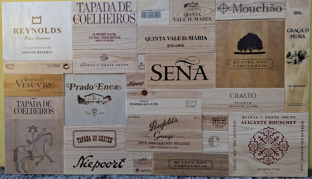 Painel feito cx madeira de vinho
