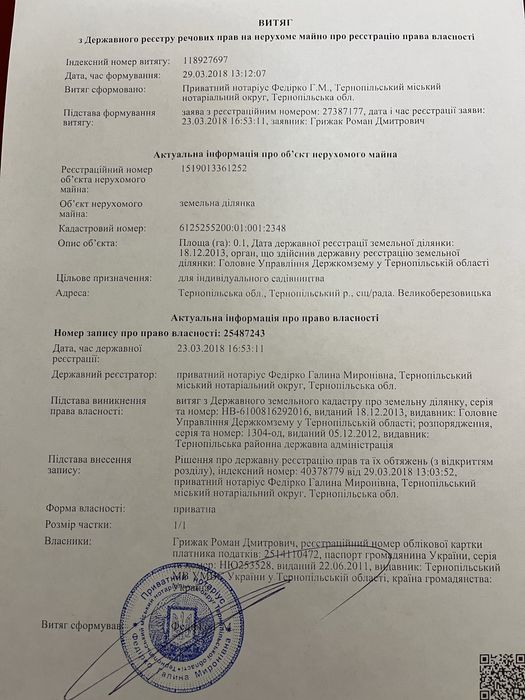 Продам земельну ділянку в с.В.Березовиця