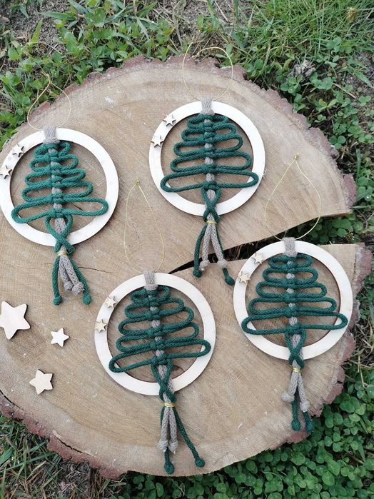 Mała obręcz choinka Makrama stroik Święta