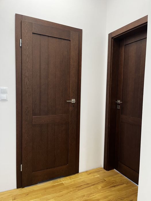 Drzwi drewniane bezprzylgowe dębowe, futryny regulowane KAŻDY WYMIAR