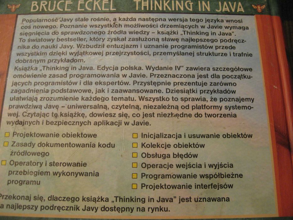 Thinking in Java edycja polska ,wydanie 4