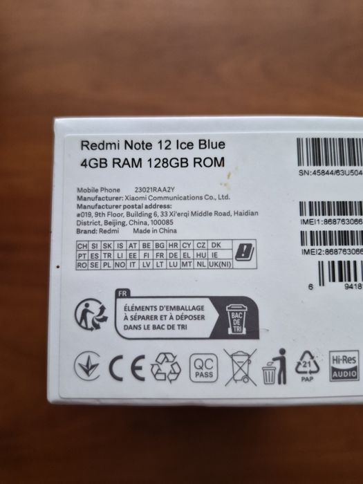Redmi Note 12 Ice Blue (4 RAM, 128 ROM)