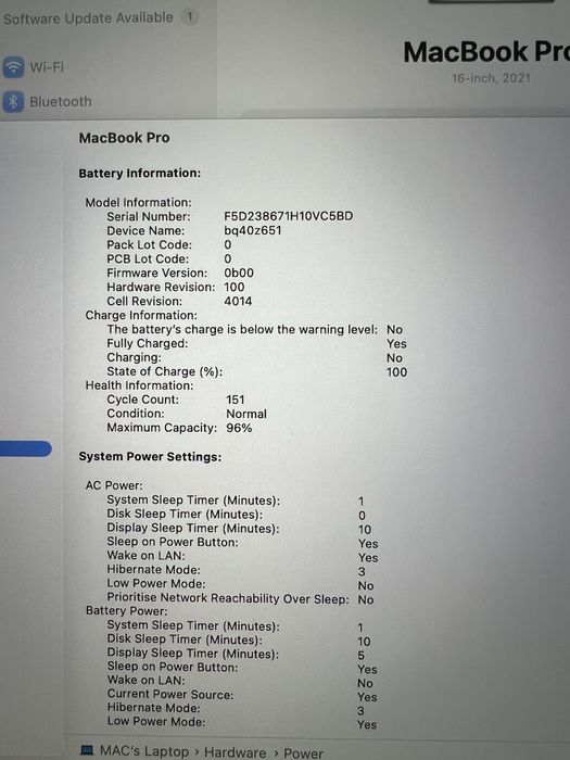 MacBook Pro 16' 2021 A2485 M1 Pro/10 CPU/16 GPU/16Gb RAM/512Gb SSD ідеал