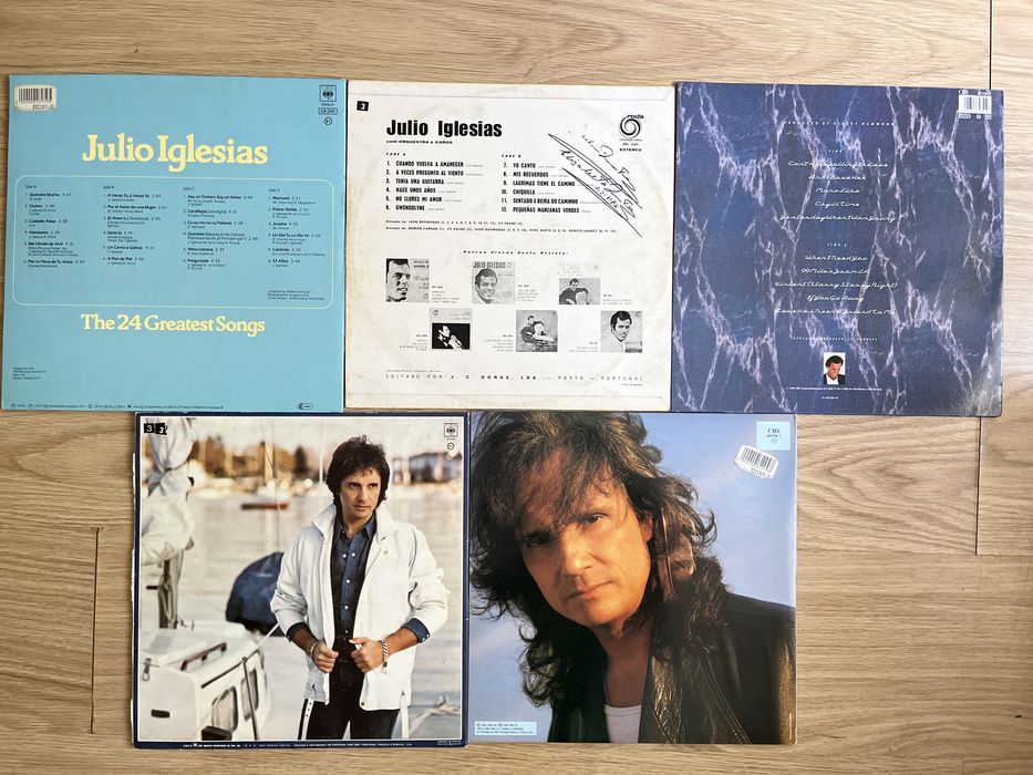 5 discos LPs Julio Iglesias / Roberto Carlos