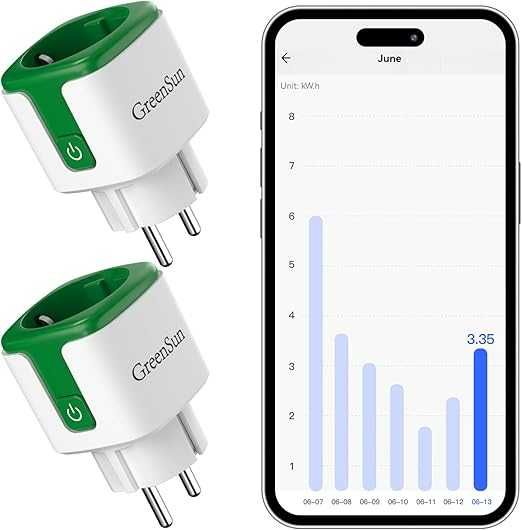 GreenSun Smart Plug 2 gniazdka, Alexa/Google, Tuya, WiFi 2,4 GHz