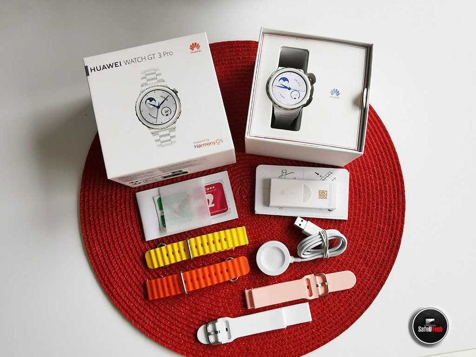 PIĘKNY BIAŁY Smartwatch Huawei Watch GT3 Pro 43mm + PASKI + SZKŁO KPL.