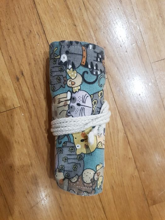 Estojo escolar de lona para lápis e caneta