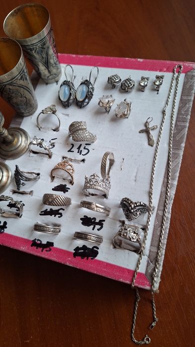 Серебро рюмки кольца  серьги