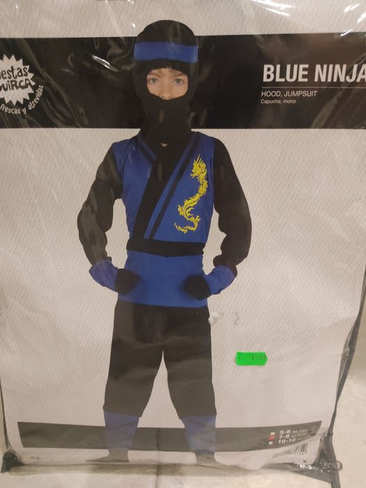 Fato/ mascara de Ninja 7-9 anos