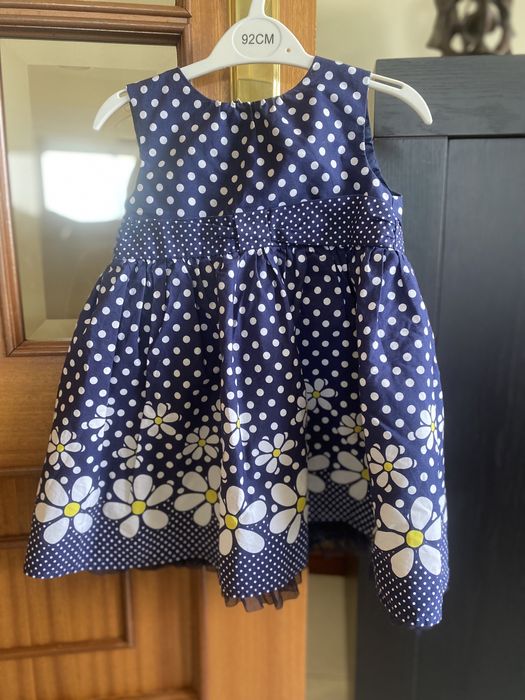 Vestido florido azul e branco