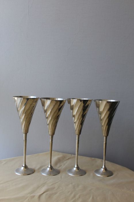 Бокалы,  большие, бронза, Англия, h 22,5 см, 4 шт