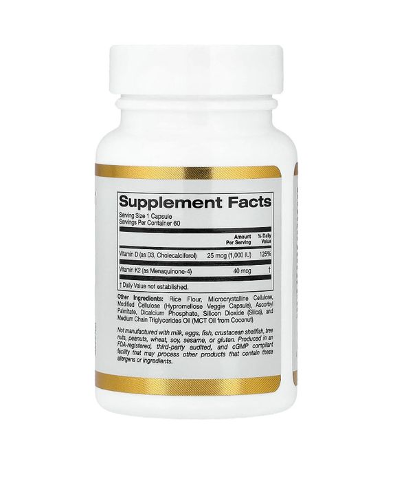 Вітамін Д3 К2 1000 МЕ витамин D3 D Д К 2 California 60 та 240 шт