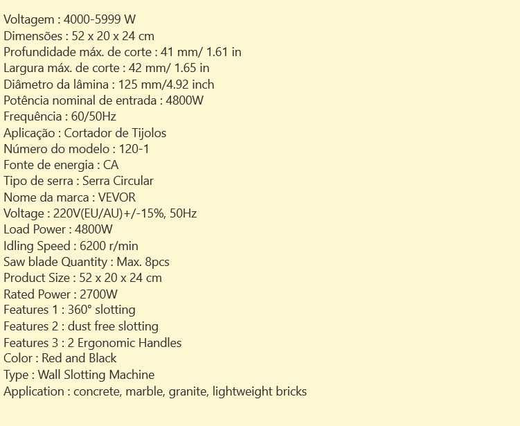 D29- Máquina de corte de parede tijolos discos 125mm com laser