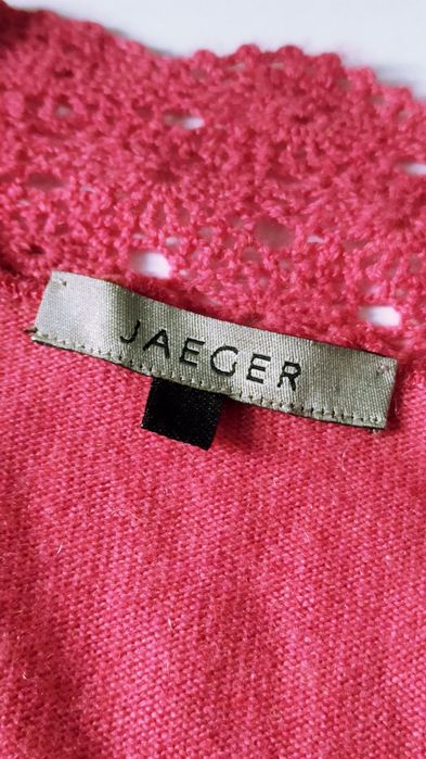 Jaeger изящный кашемировый c шелком кардиган с нежной  кружевной отдел