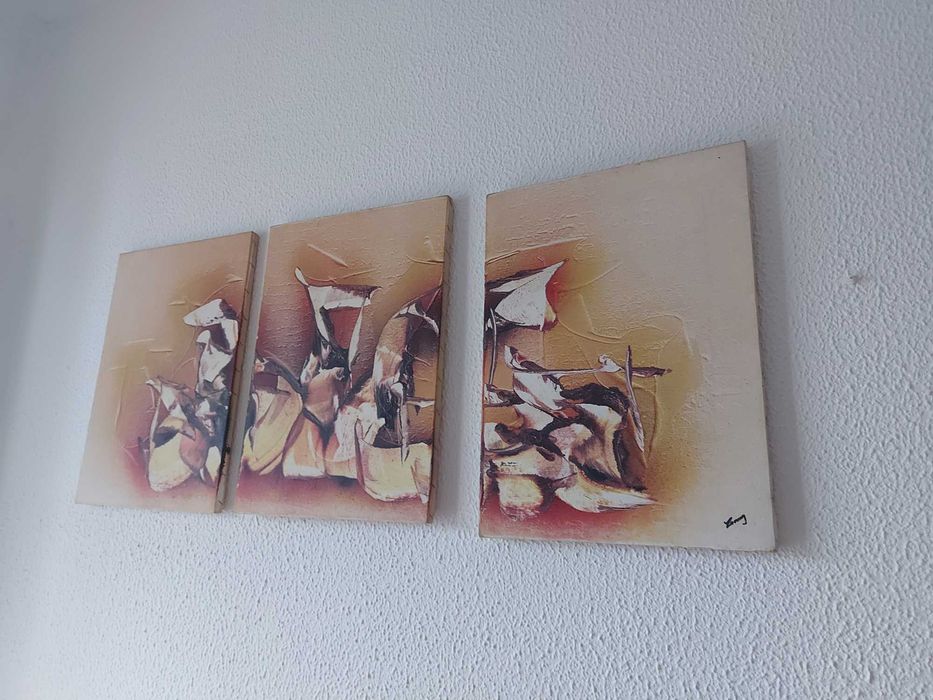 Conjunto de 4 telas (3+1) tons castanhos