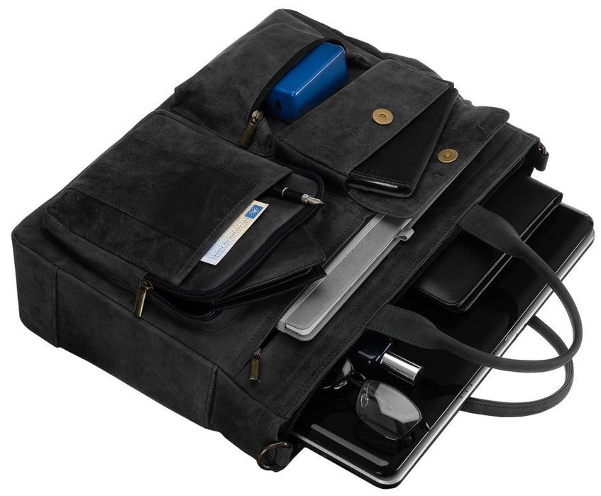 torba na laptopa ze skóry naturalnej z regulowanym paskiem na ramię