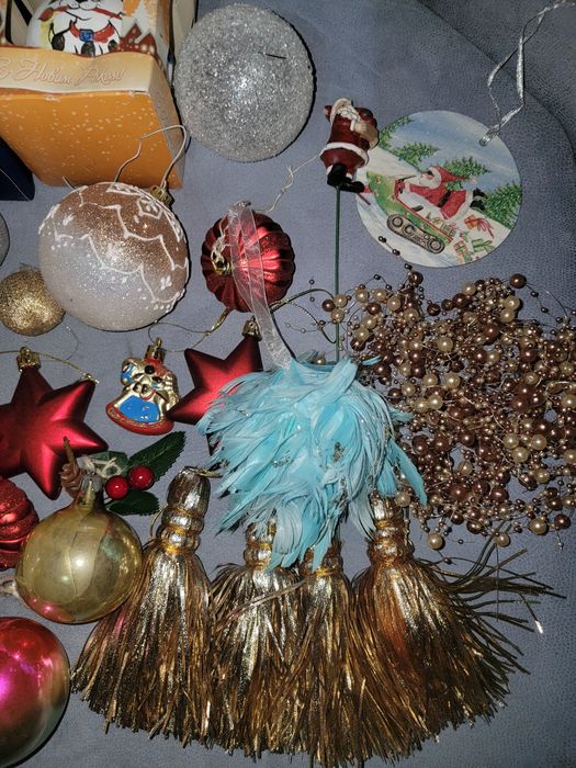 Новогодние игрушки 30+шт, дождик, гирлянды, пак
