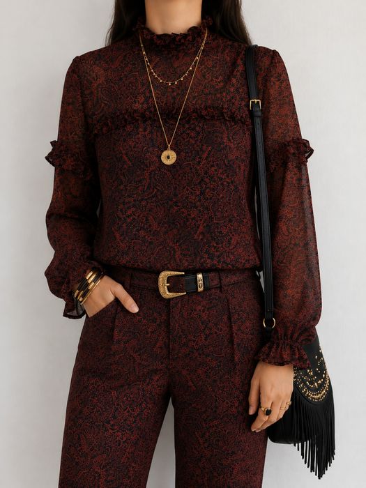 Blusa Transparente Padrão Paisley - Lefties – Tam. L - Nova!