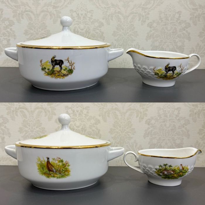 Фарфоровый столовый сервиз Krautheim GDR Германия мотив охота