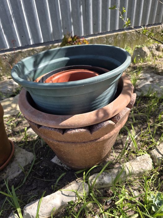 Varios vasos alguns de barro