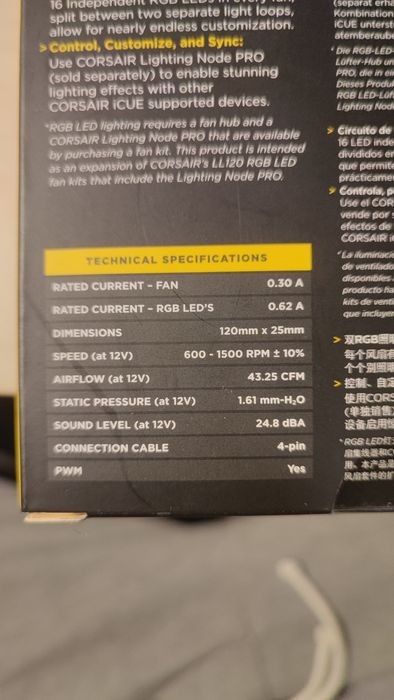 Wentylator do komputera Corsiar PWM LL120 RGB 120mm RGB LED z dwoma pę