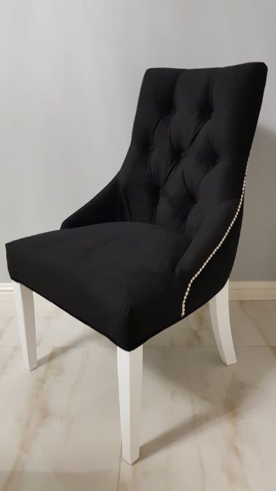 Krzesło Chesterfield glamour czarne białe wygodne pikowane PRODUCENT