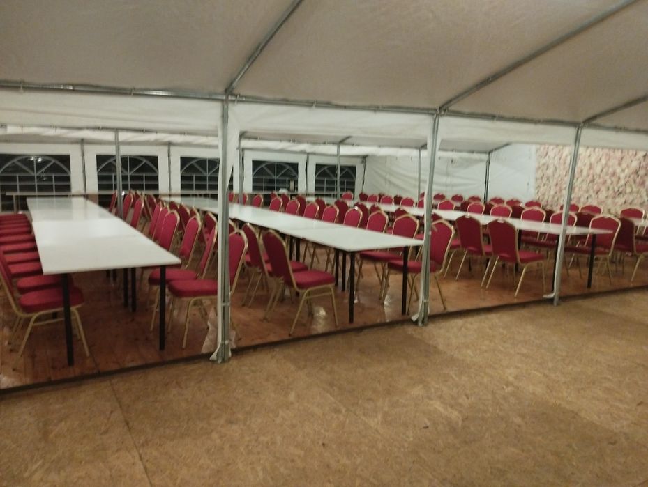 Wynajem namiotów stołów krzesła montaż i demontaż gratis . Katering.