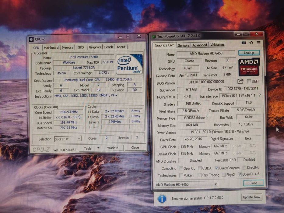 Компьютер Pentium Dual E5400(2x2,70) ,ОЗУ 4 Gb,Radeon HD 6450 ,HDD 250