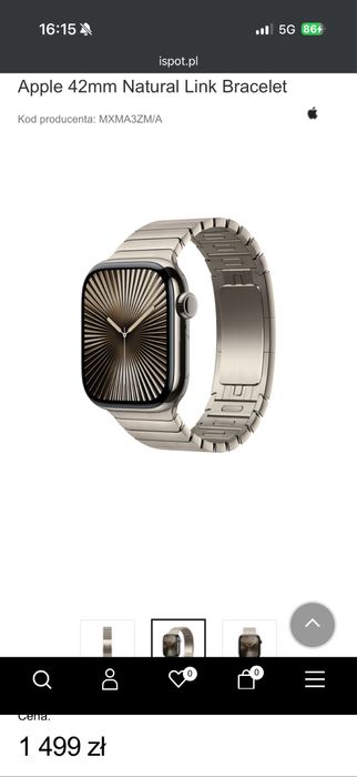 Oryginalna bransoleta panelowa do apple watch kol.naturany tytan 42 mm