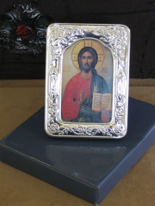 Moldura em Prata Bilaminado C/Imagem (Cristo Jesus)