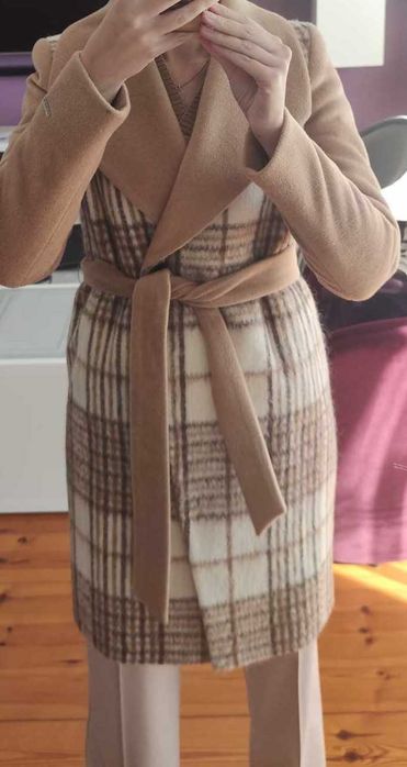 Płaszcz damski Monica alpaka 36 beż, brąz jak nowy
