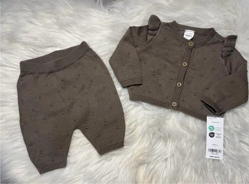 Дитячий вʼязаний набір комплект 68 розмір 3-6 місяців Carters