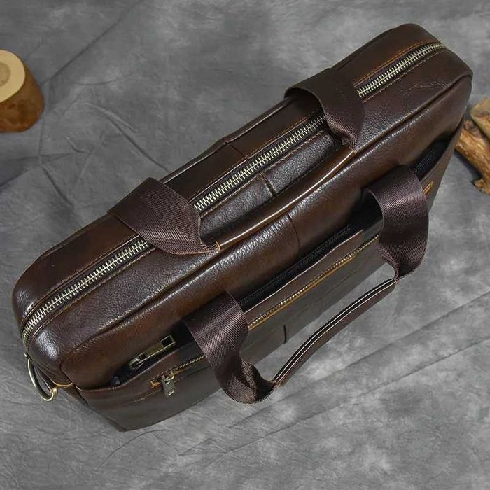 Torba Neseser Do Pracy z Prawdziwej Skóry Wołowej - OKAZJA !