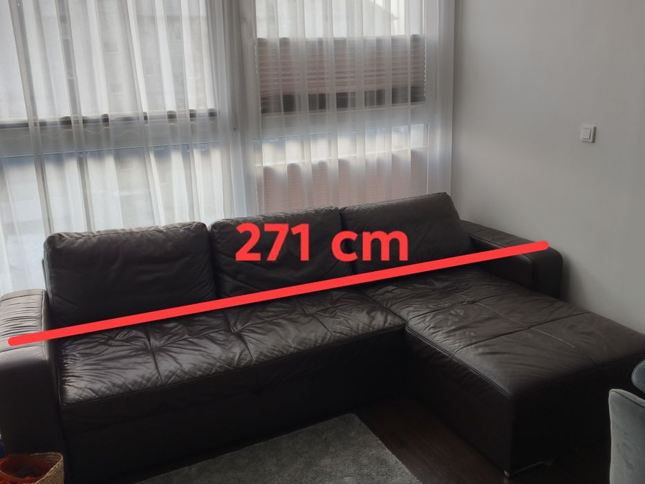 Narożnik skórzany z funkcją spania