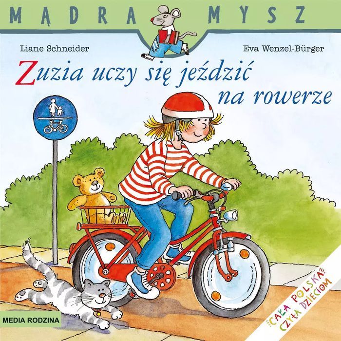 Zuzia uczy się jeździć na rowerze. Mądra Mysz. Media Rodzina