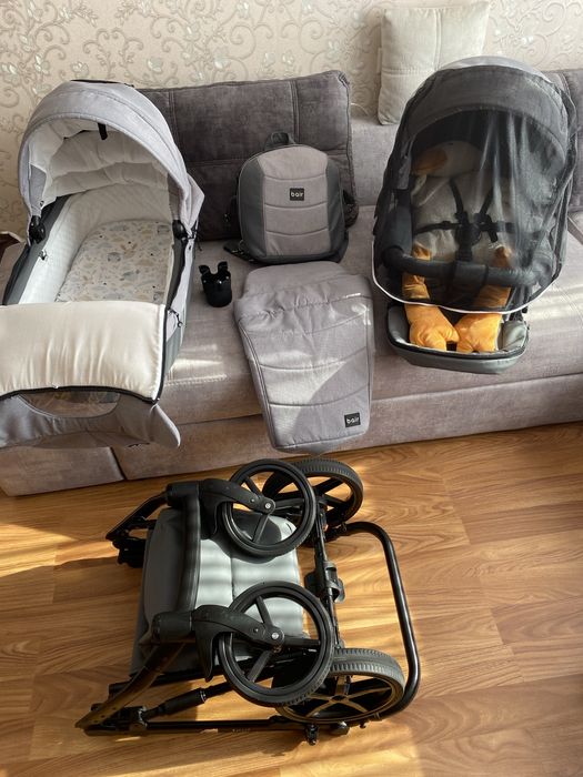 Дитяча коляска від 0+ до 3 bair play 2 в 1, екошкіра + тканина