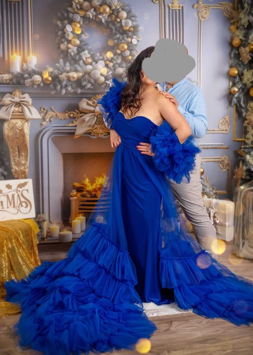 Suknia tiulowa do sesji ciążowej piękna