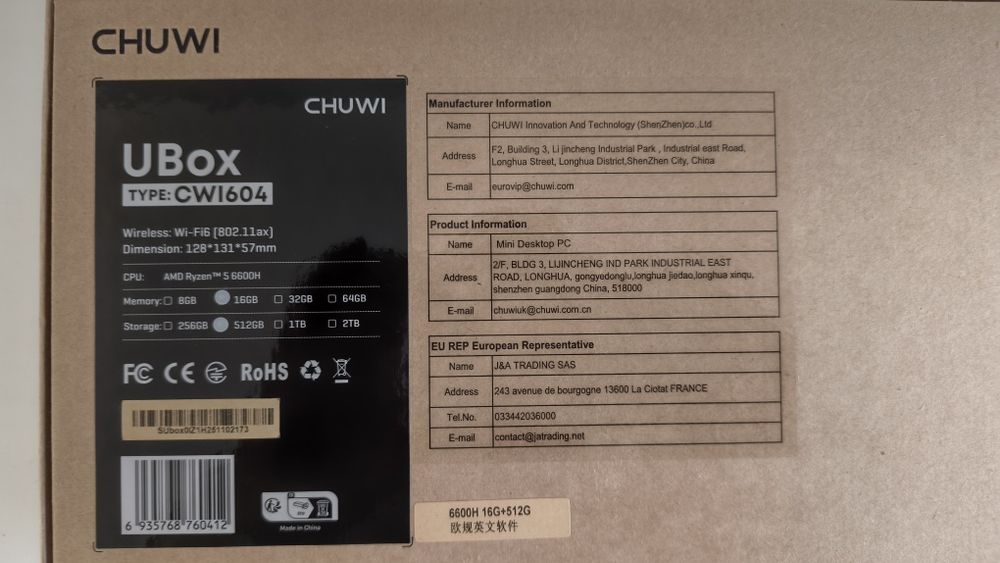 Mini PC Ryzen 5 6600H, 16gb 2025