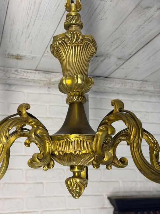Francuski Żyrandol nr. 56 ciężki mosiądz 5-ram Antyk