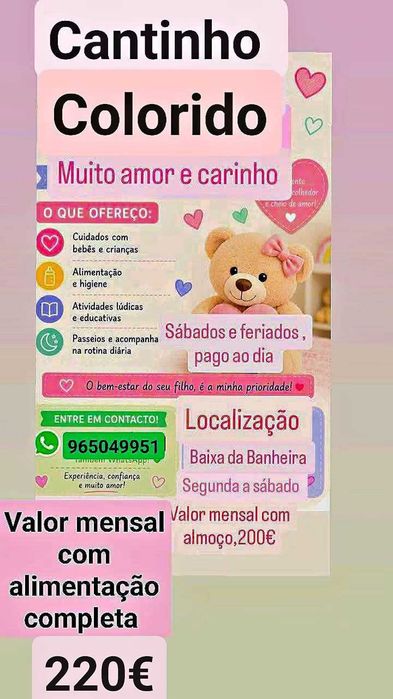 Educadora de infância. Valor e horários nas fotos . Com excelentes referências
