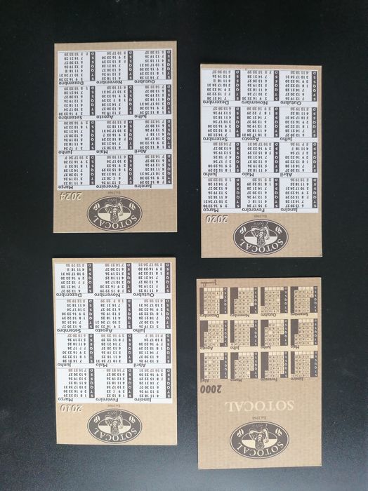 Conjunto de 4 calendários de bolso dos Cafés Sotocal