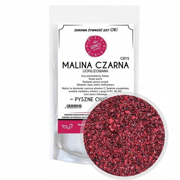 Malina Czarna Grys Liofilizowane - Pyszne Owoce Liofilizowane - 100G
