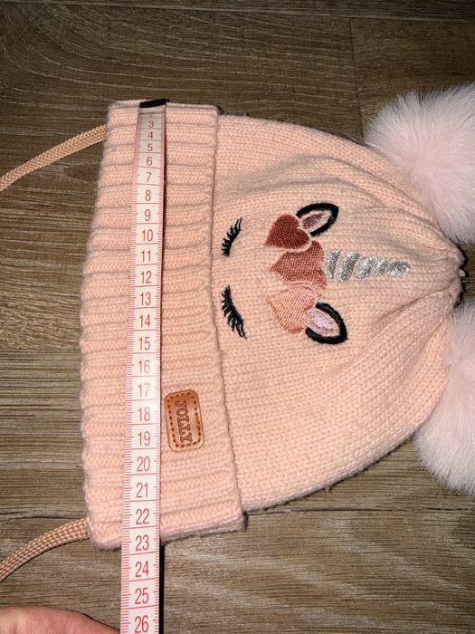 Теплая зимняя шапка на девочку 2-3 г 92-98 см на меху-травке